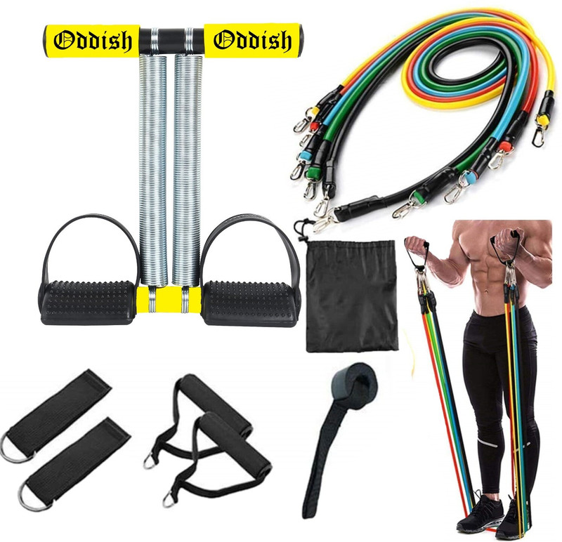 Oddish fitness combo Double spring Tummy Trimmer 12 inch and 11 in 1 resistance tube Fitness Accessory Kit Kit