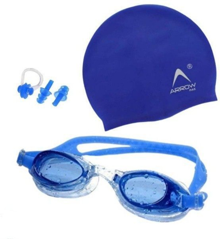ArrowMax (silicone cap/Goggle/Earplugs/Noseplug) Black Swimming Kit
