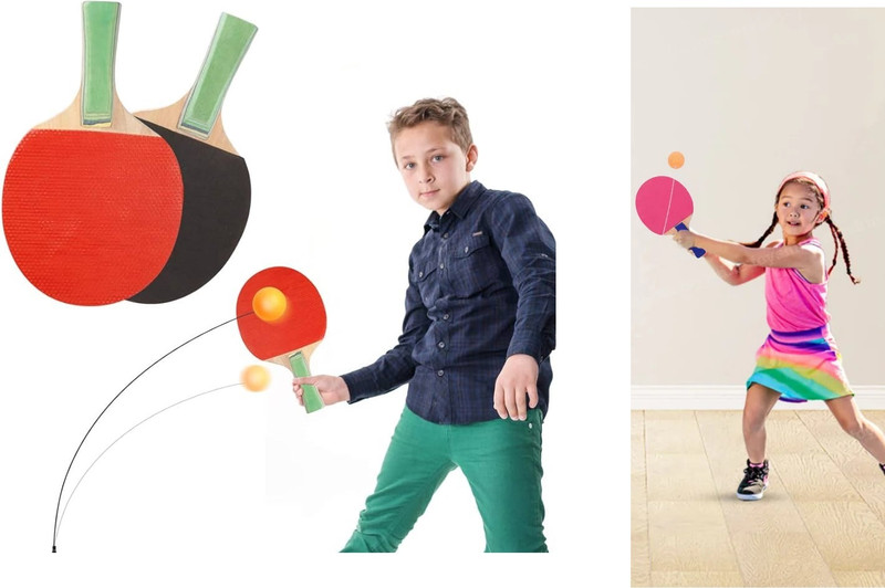 Zuuluzrs LAST TIME OFFER Ping Pong Table Tennis Trainer with 2 Wooden Rackets & 2 Balls Table Tennis Kit