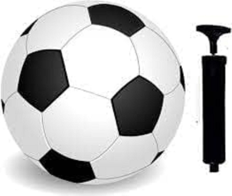 HOC Sports Black & White Synthetic Rubber Football with Airpump & Neddle Football Kit