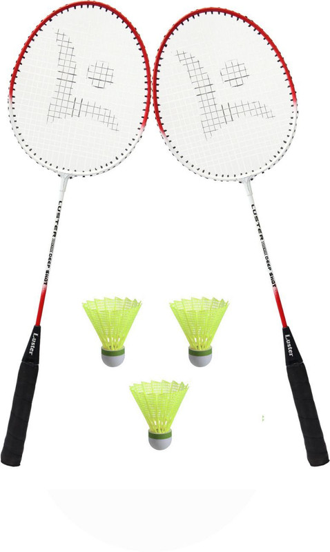 Luster Charry Colour Two Single Shaft Racket With Three Shuttle Badminton Kit