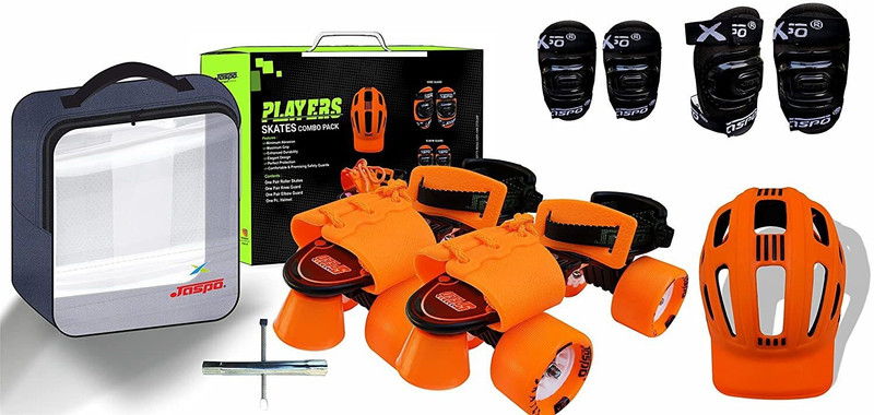 Jaspo Cruiser Senior Players Quad Adjustable Roller Skates Combo (Suitable for 6 to 14 Years) Skating Kit