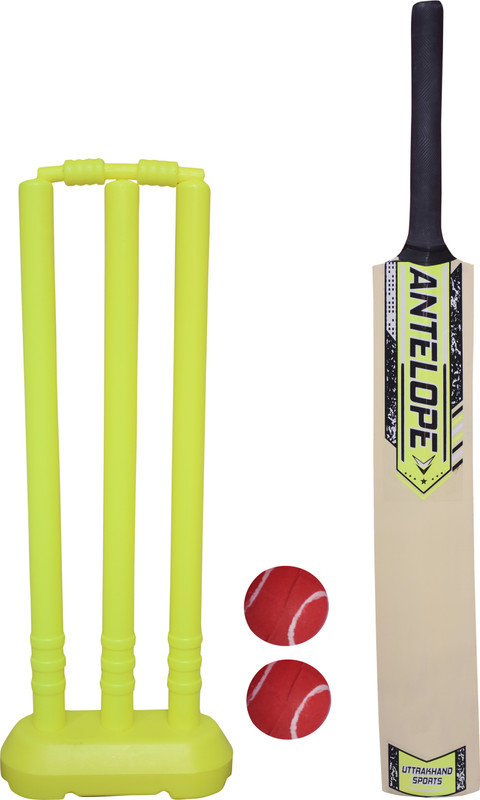 Antelope HARD WOODEN CRICKET KIT COMBO FOR 7-10 YEAR KIDs(1 BAT, 1 stump, 1 BALL) SIZE-5 Cricket Kit