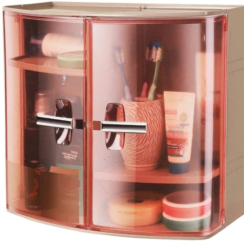NAYASA Bathroom Cabinet Plastic Kitchen Cabinet(Finish Color - Brown, Pre-assembled)