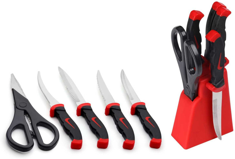 Finner 6 Pc Steel Knife Set 4 Knife + 1 Scissor + 1 Stand |