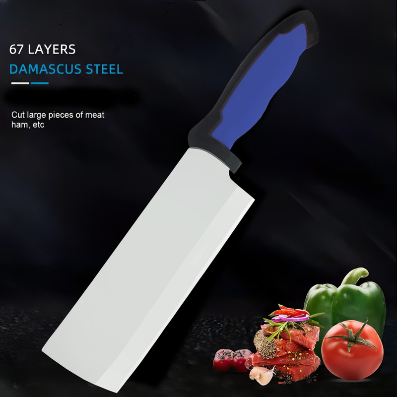 ATARC 1 Pc Stainless Steel Knife Big Knife,Strong Blade Handle Ideal for Chopping Meat & Vegetables (Blue)