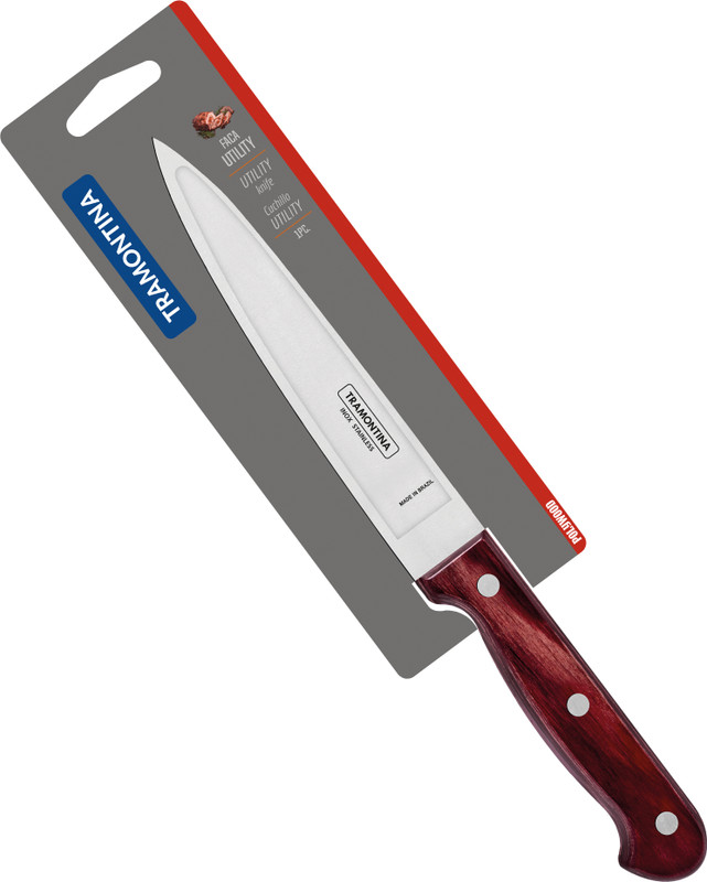 Tramontina 1 Pc Stainless Steel Knife Polywood Utility 6' Plain Edge Treated wood Handle