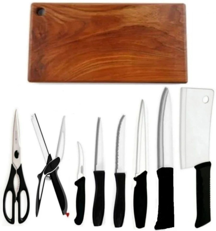 SUPERCOOL 9 Pc Steel Knife Set Knife Set SS ,Clever cutter , Scissor ,chopping board and Knife set for Kitchen
