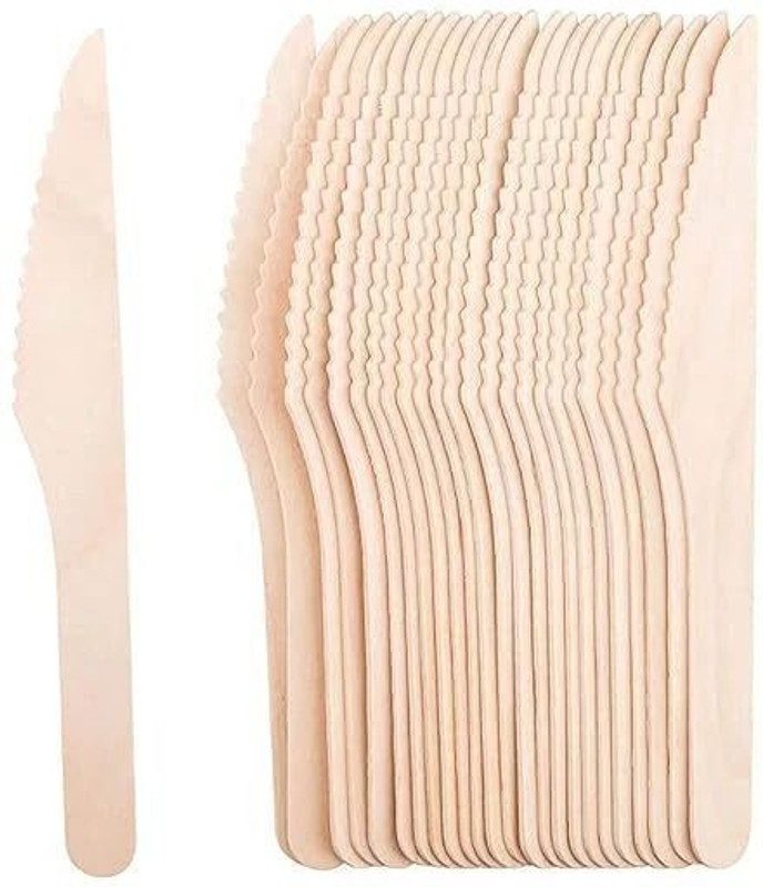 ACHIEVERPACKER 100 Pc Wood Knife Disposable Wooden Knife, Eco Friendly Cake Cutting Knifes 160 mm - Pack of 100