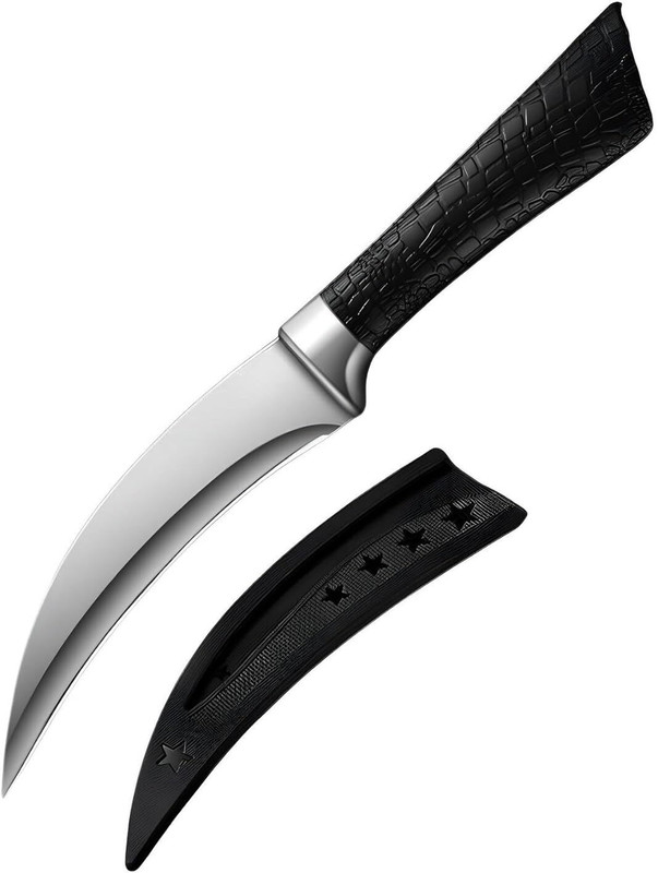 Zypheron 1 Pc Stainless Steel Knife Curved Utility Knife with Ergonomic Handle & Sheath for Cutting, Vegetables