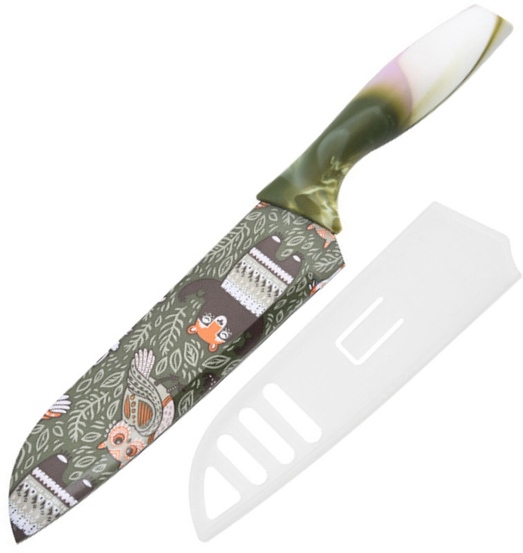 HEXONIQ 1 Pc Stainless Steel Knife Colorful Kitchen Knife Set with Protective Sheaths, Ultra Sharp Chef's Knife