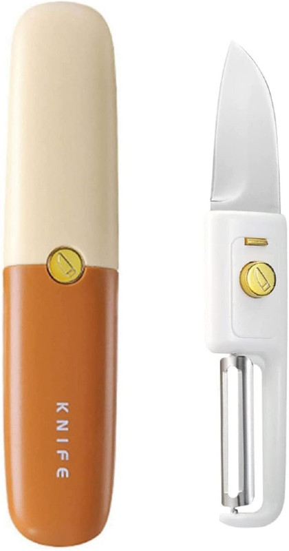 Filsfa 1 Pc Stainless Steel, Plastic Knife 2 in 1 Stainless Steel Peeler with Knife, Lightweight and Travel Friendly