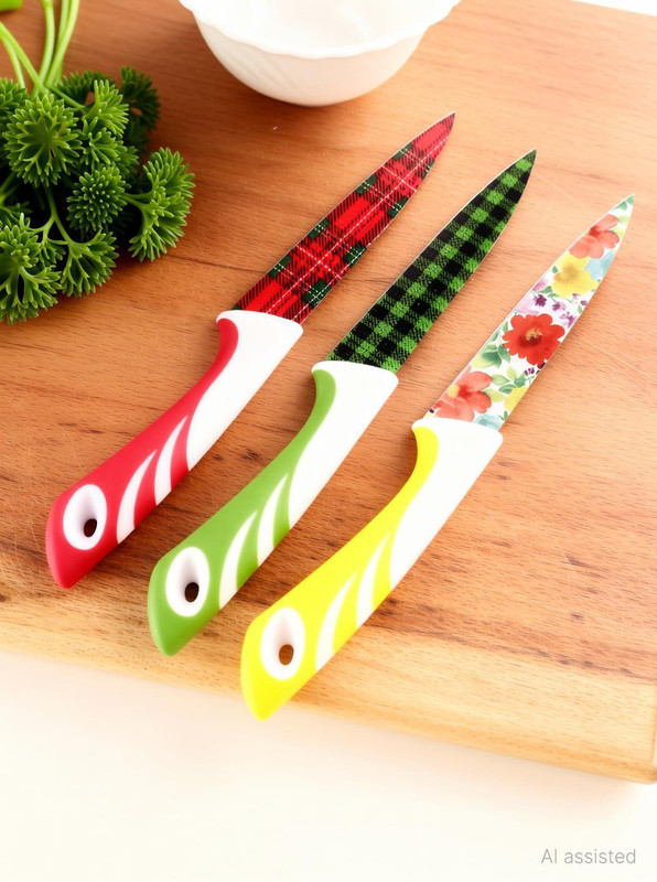 HOMFRO 3 Pc Stainless Steel Knife Set Knife Set, Printed Knife Set, Stainless Steel Knife for Kitchen Use Set of 3