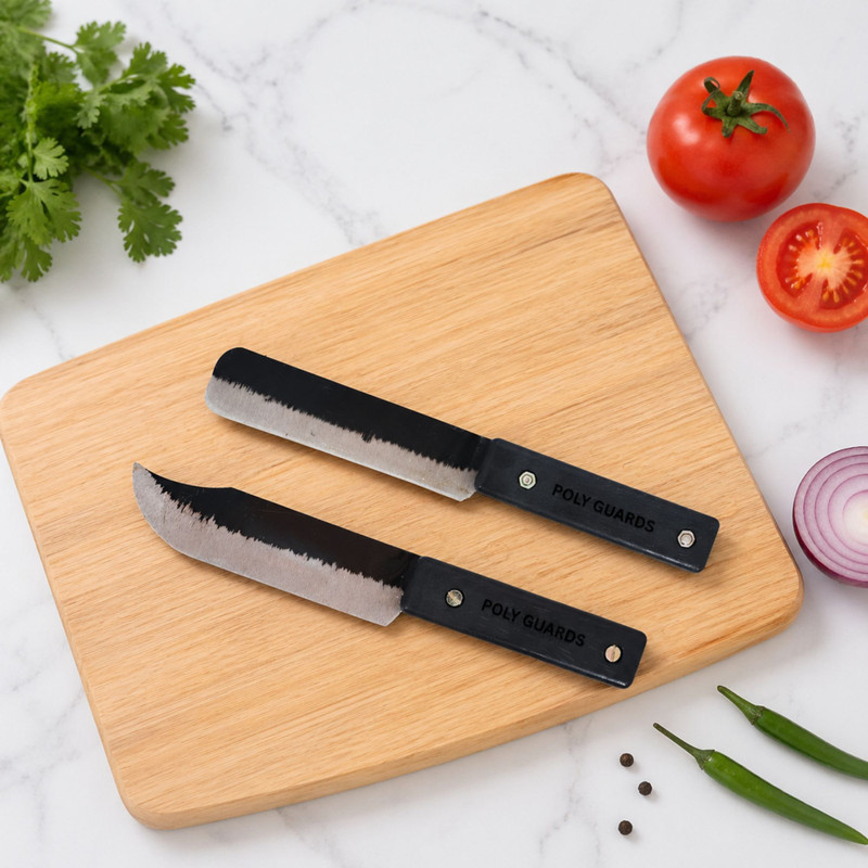 POLYGUARDS 2 Pc Iron Knife Iron Kitchen Economy Point and Economy Round, Kitchen Knife Set (2 Pieces)