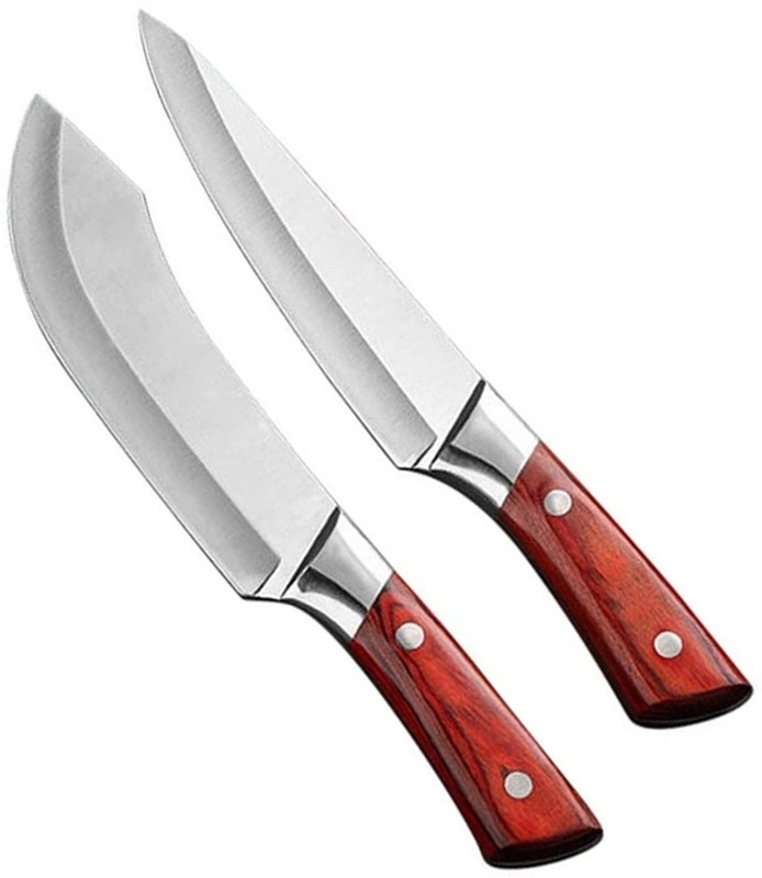Captoola 2 Pc Stainless Steel Knife Set Butcher Knife Set Professional Kitchen Knife Meat Trimming Knife (Silver, 2 Pcs)