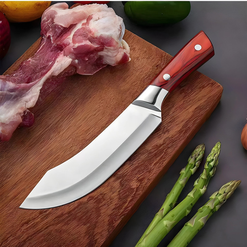 Tradyne 1 Pc Stainless Steel Knife Mongolian Hand-Forge Multi-Function Meat Vegetable Fruit Knife Tail Buckle Hand