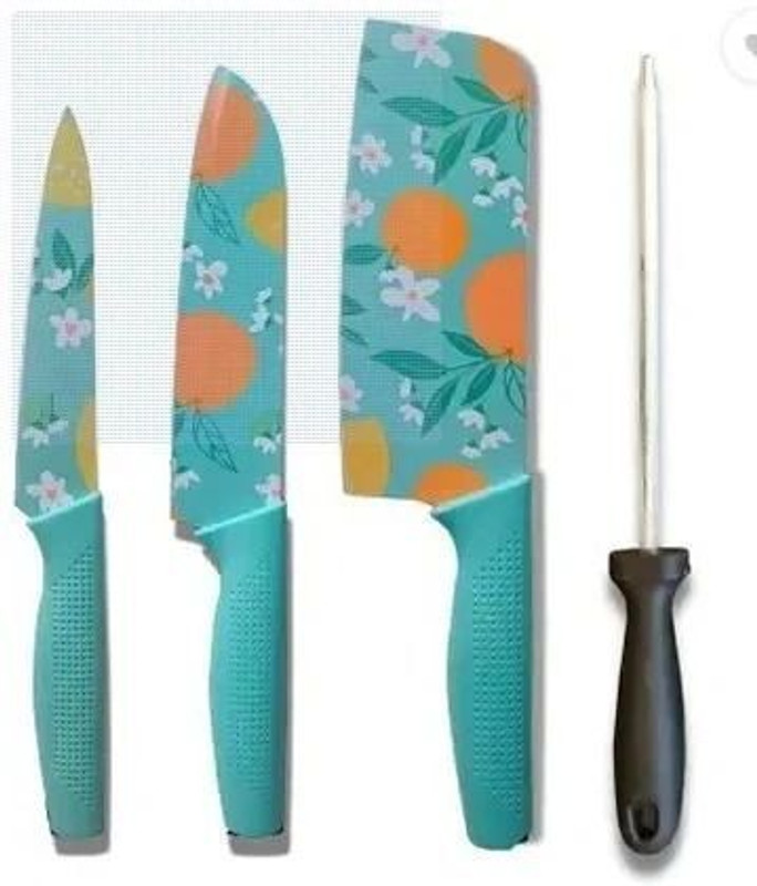 THUNDERFIT 3 Pc Stainless Steel Knife Set Printed SS Ultra Sharp Butcher, Meat, Pairing, Vegetable for Kitchen