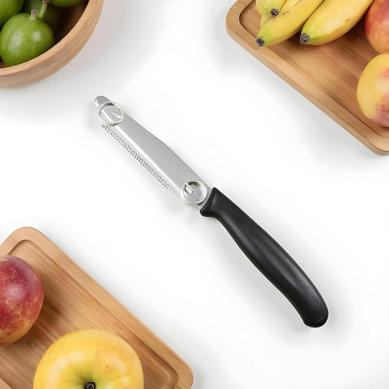 MBVTREADS 2-in-1 Safe Paring Knife with Spring-Adjustable Peeler Attachment Knife(Black)