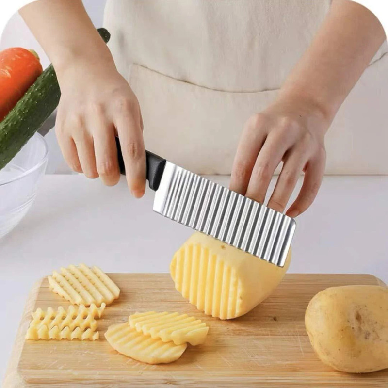 kitchenwiz 1 Pc Steel Knife Potato Chip Knife French Chips Knife Potato Chips Vegetables Cutting Tool