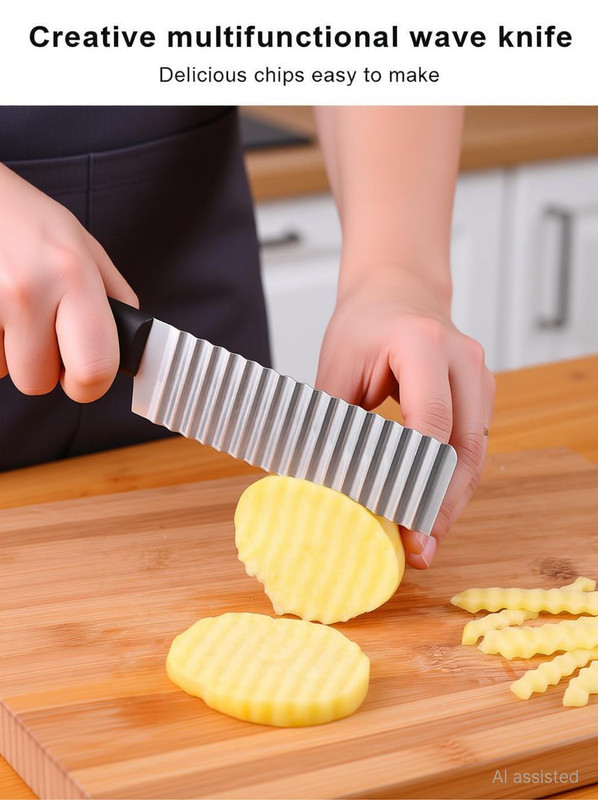 VERPHX 1 Pc Stainless Steel Knife Crinkle Cut Knife, Potato and Vegetable Cutter, Stainless Steel