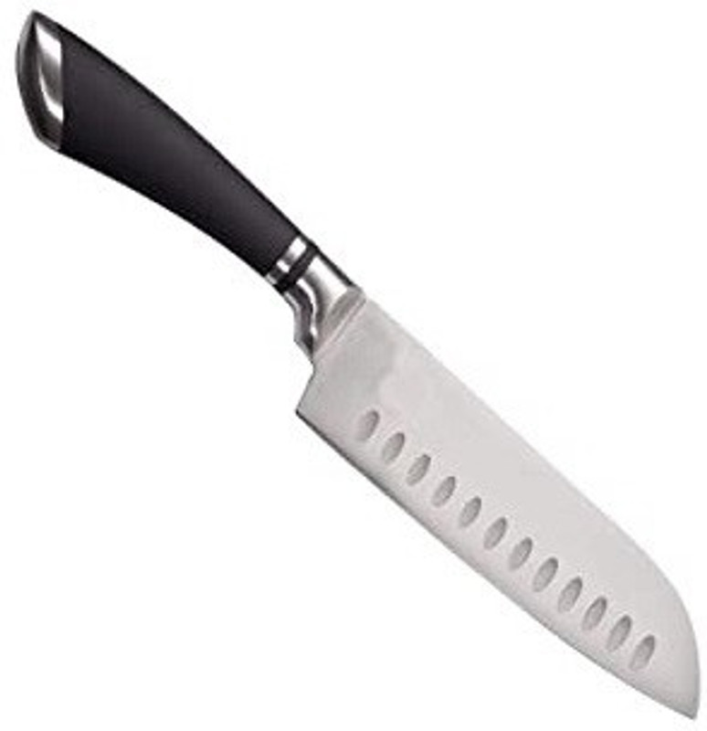 AKSHVA 1 Pc Stainless Steel Knife Black Silver Blade With Comfortable Handle Meat Chicken Cutting Slicing Medium