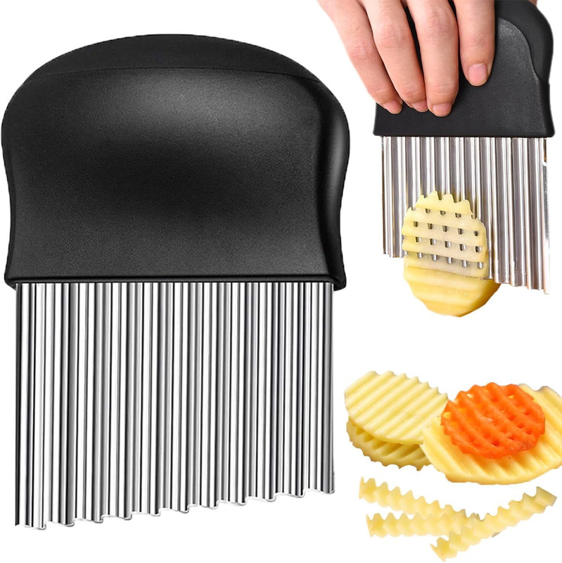 FOROLY Crinkle Cutter, Steel French Fry and Vegetable Slicer Potato Slicer(1 chopper)