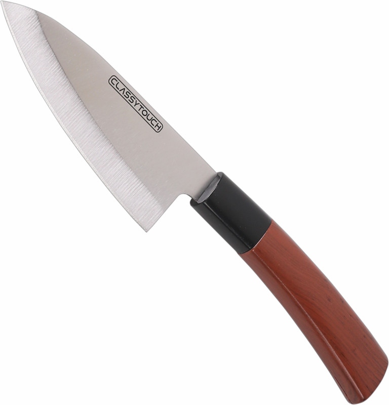 CLASSY TOUCH 1 Pc Stainless Steel, Plastic Knife Stainless Steel Chef Knife, Wood Textured ABS Plastic Handle - Brown Color (33 cm)…