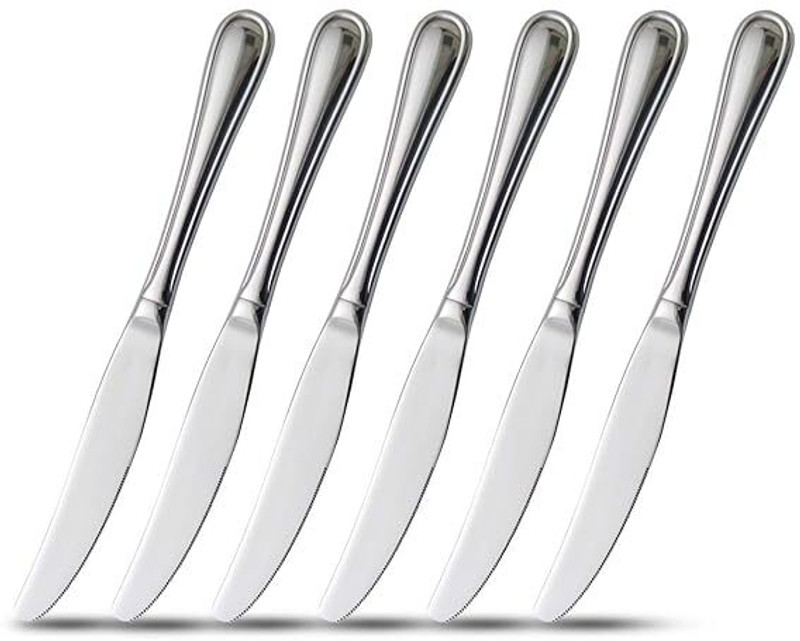 ARSCART 6 Pc Stainless Steel Knife Set Dinner Knives Set with Hollow Handle Table Knife