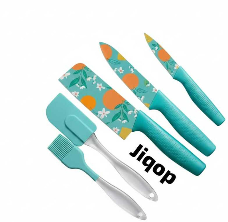 Jiqop 4 Pc Carbon Steel Knife Set with Non-Stick Spatula