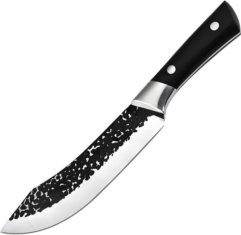 daesgesage 1 Pc Wood, Stainless Steel Knife Curved Chef Knife HammeredBlade Finish Multipurpose HighCarbon Steel for Kitchen