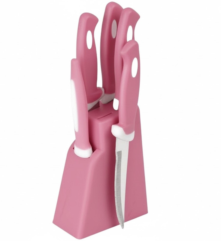 EBBSTONE Ebbstone 6Pc Plastic Steel Knife Set Plastic Knife Set | Knife Holder Kitchen Plastic, Stainless Steel Bread Knife, Butter Spreader, Fruit Knife, Steak Knife(Pack of 1)