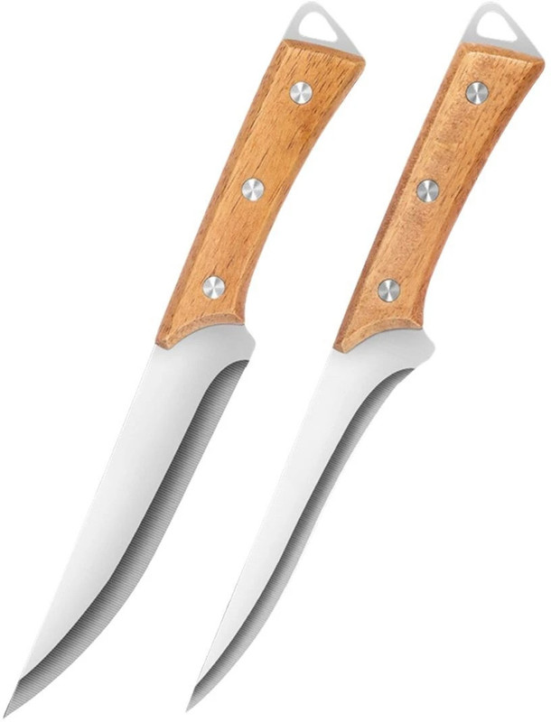 Captoola 2 Pc Stainless Steel Knife Set Chef Knife Meat Cleaver Chopping Knife Boning Splitting Kitchen Knife