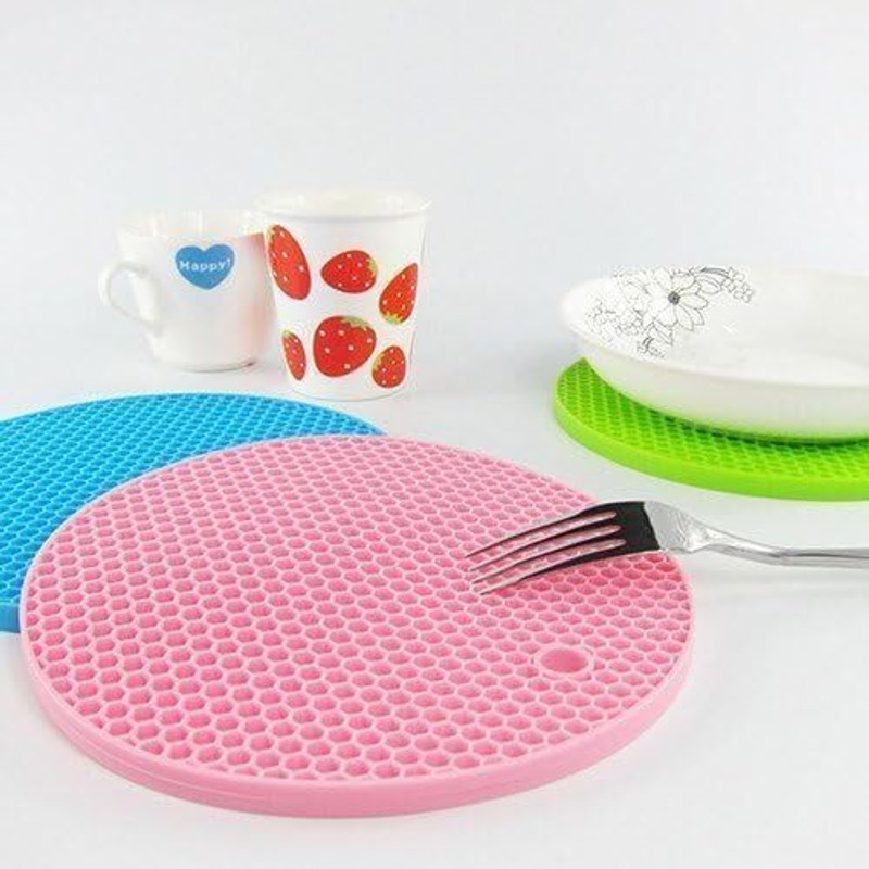 ADMONITION Premium Grade Silicone Trivet Mats Kitchen Insulation Anti-Slip Coasters Dining Mat finish Silicone Trivet(Pack of 4)