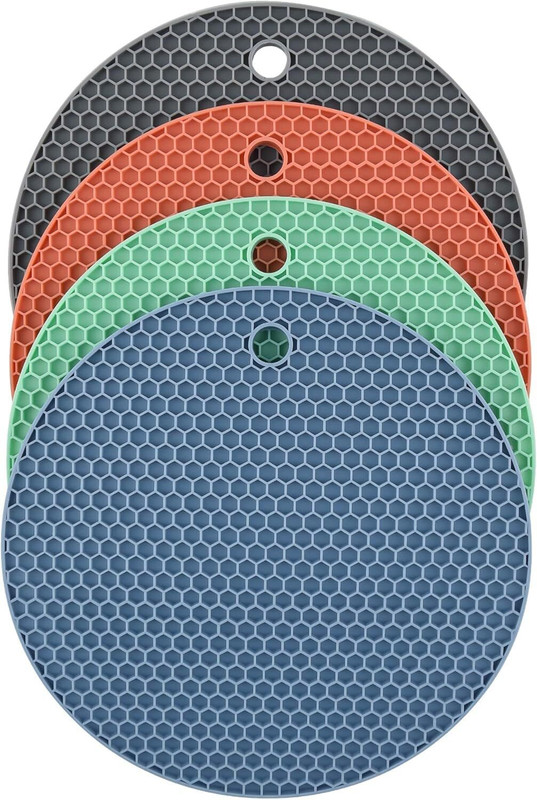 KASHIBASALE 4 PCS Silicone Trivet Mats Food Grade Silicon BPA Fre Versatile Silicon Hot Pads Modern Trivet(Pack of 4)
