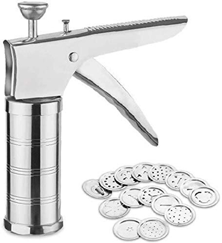DHARMISHO Cold Manual Dough Press(Steel Kitchen Press Sancha Chakali Maker Murukku Janthikulu Maker Bhujiya Maker)