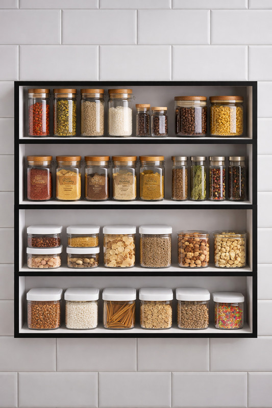 Zafiro Containers Kitchen Rack Wood Multipurpose White Marble Kitchen Rack – Wall Mounted MDF Kitchen Shelf