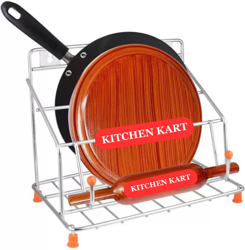 KITCHEN KART Chakla/Belan Kitchen Rack Steel Stainless Steel Rolling Pin Holder Pan Holder rolling pin & Board Holder