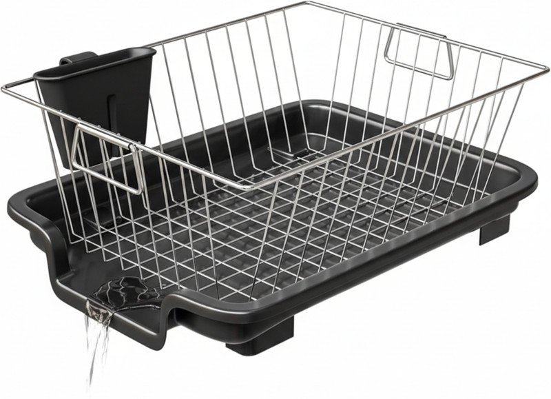 FORMOUR Dish Drainer Kitchen Rack Steel Dish Drying Rack Stainless Steel Kitchen Plate Stand with Drip Tray & Holder