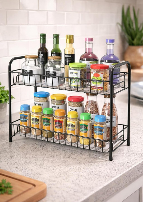 MTRI Multipurpose 2 layer rack for kitchen and bathroom Iron Kitchen Trolley(Pre-assembled)