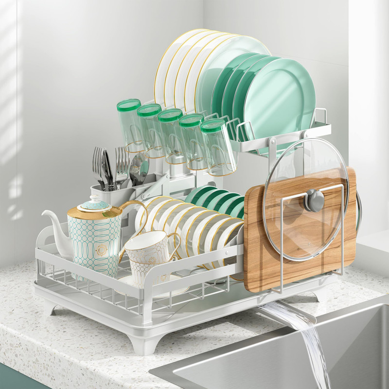 Hello Home Dish Drainer Kitchen Rack Steel Dish Rack_White