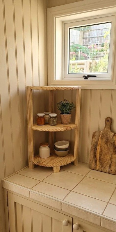 JCT AGRICO Containers Kitchen Rack Wood 3 step wooden corner kitchen rack/organizer/shelf/stand for home