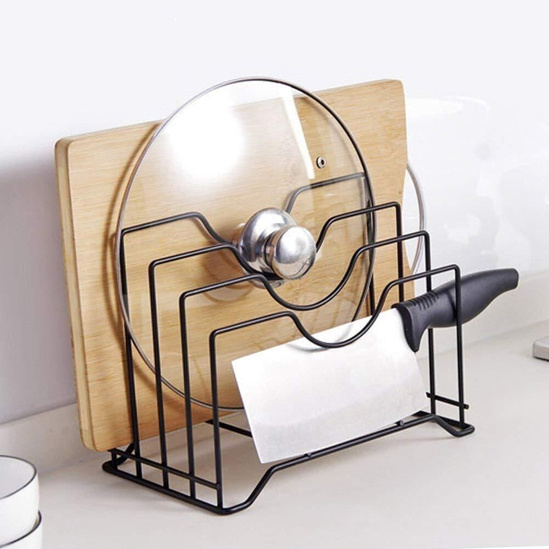 ZENOZONE Utensil Kitchen Rack Iron Multifunctional Kitchen Cabinet Pantry Pan and Pot Lid Organizer Rack Holder