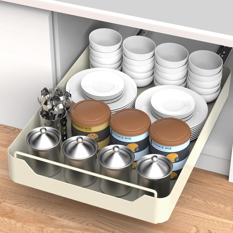 Clefairy Containers Kitchen Rack Carbon Steel Pull Out Heavy Duty Slide Out Cabinet Organizer, Cabinet Organizer Fixed