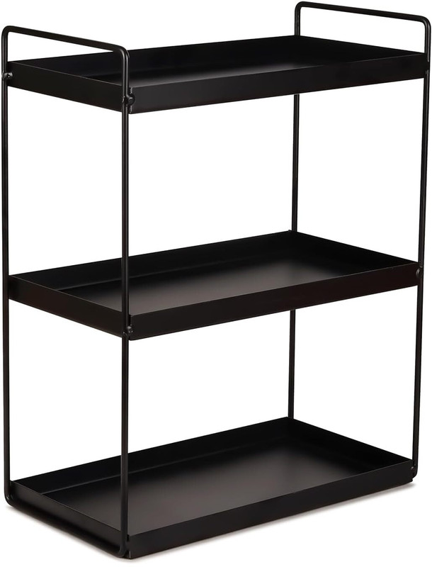 CrystalCraftss Containers Kitchen Rack Iron 3 Tier Metal Storage Rack Multipurpose Kitchen Cosmetic Organizer Black
