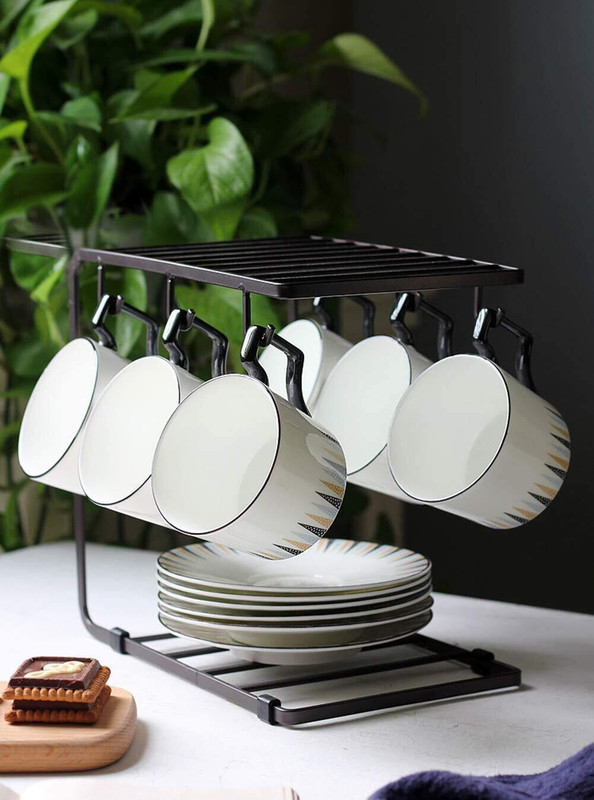 Shelter Cup Kitchen Rack Cast Iron Coffee Cup Rack Hooks, Mug Cup Stand Dishes Organizer