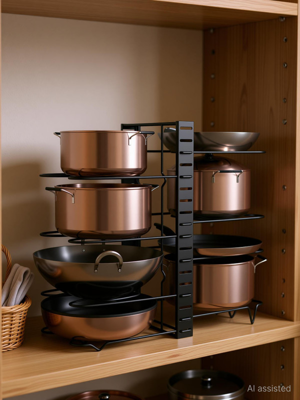 AVYORA Utensil Kitchen Rack Iron Elite 8-Layer Adjustable Tawa & Pan Organizer