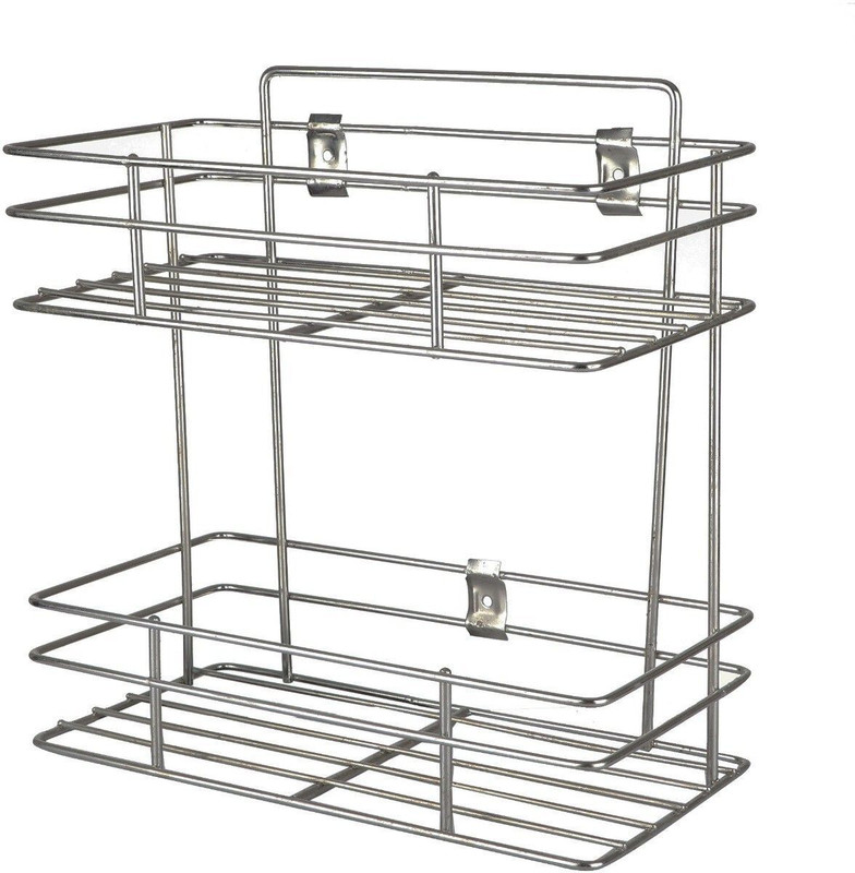 BHOLA STEEL Utensil Kitchen Rack Steel Creation / Multipurpose Wall Mountable Kitchen Storage Rack Containers