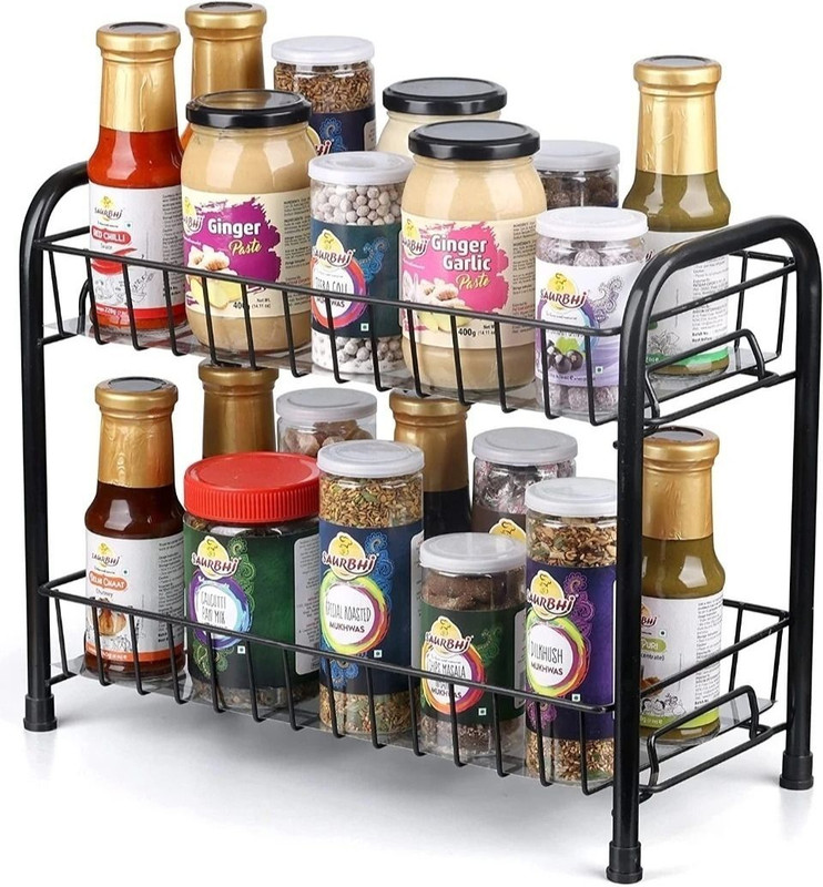 Nexum Containers Kitchen Rack Iron 2-Tier Metal Spice Rack Organizer For Kitchen Space Saving & Multipurpose Use