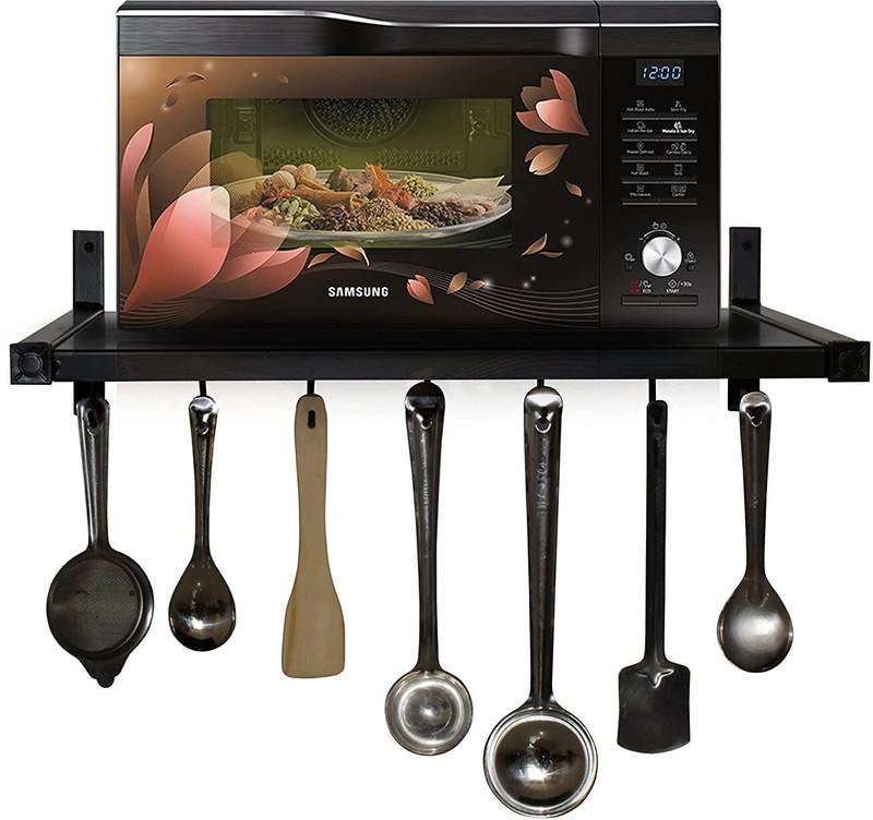 A to Z Hub Containers Kitchen Rack Iron New Wall Mounted Oven Stand with 4 hook OTG Stand,Kitchen Oven Holder Rack Stand