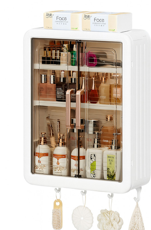 Flipkart Perfect Homes Studio Containers Kitchen Rack Plastic Wall Mounted Kitchen & Bathroom Storage Cabinet with Shelves & Transparent Doors